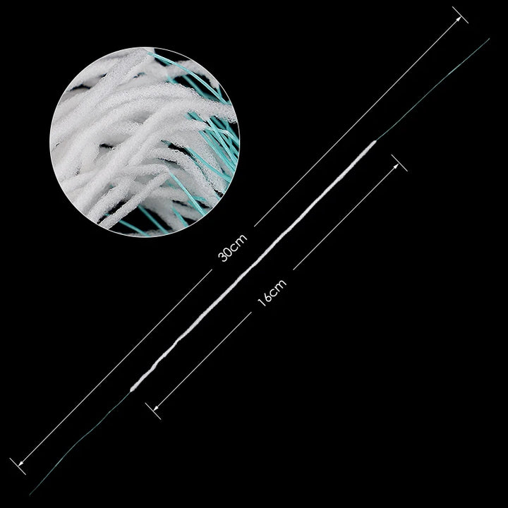 One strand measured: 30 cm in total, including 16 cm of white fluffy section