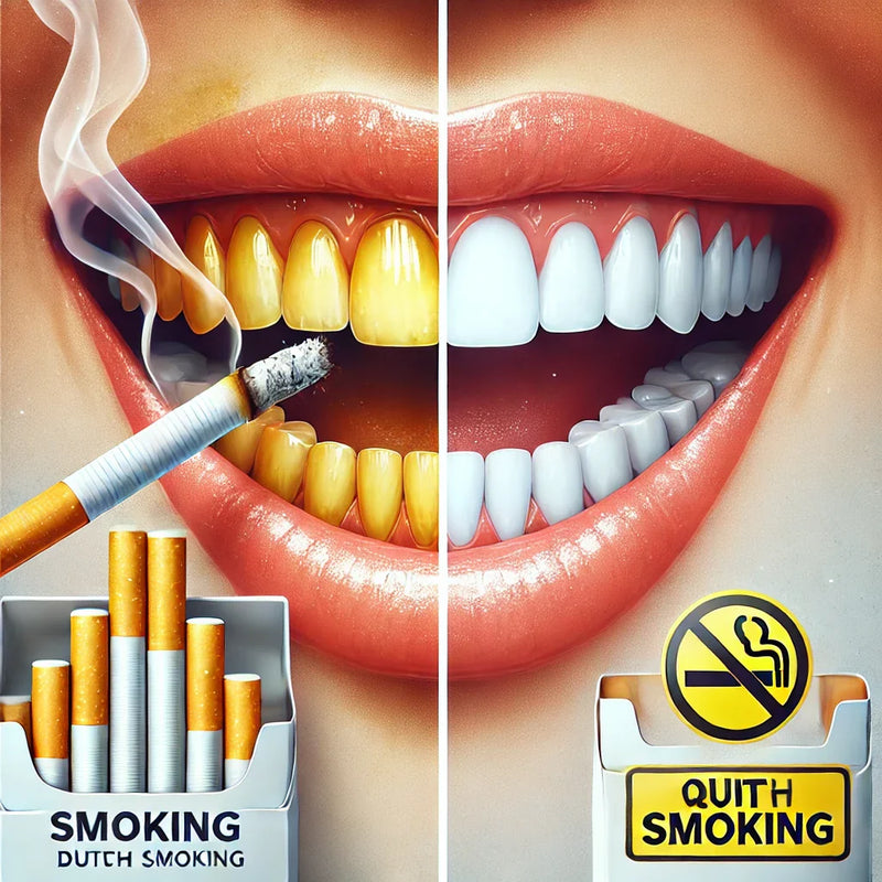 Effets du tabac sur les dents : taches jaunes et brunes sur l'émail