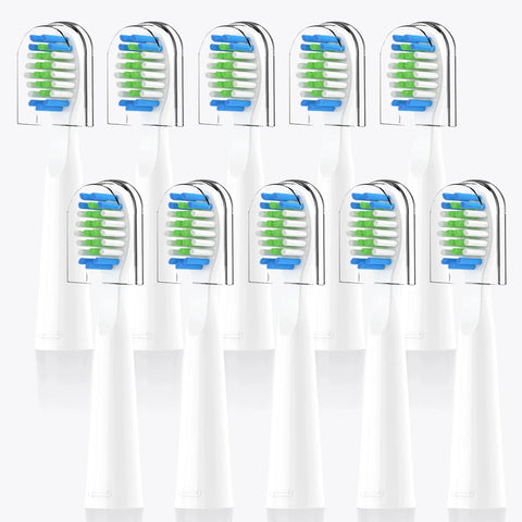 Lot de dix brossettes de rechange pour brosses électriques Fairywill E11 et D7, brins arrondis et indicateur d’usure