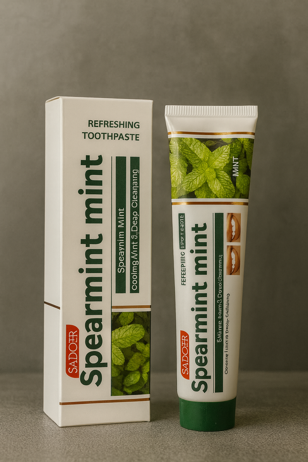 Tube de dentifrice SADOER Classique Menthe, allié d'une haleine fraîche après le nettoyage de la langue