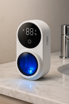 Stérilisateur de brosses à dents UV-C Glow Brush ÉclatDent à lumière bleue sur un plan de salle de bain