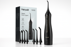 Hydropulseur oral ÉclatDent Fairywill 5020E avec sa boîte et ses six embouts de rechange noirs