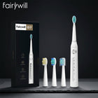 Brosse à Dents Électrique Sonique RÉVOLUTION D7 ÉclatDent : La brosse à dents électrique et son coffret sur une ardoise noire, fond sombre