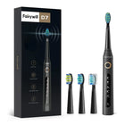 Coffret brosse à dents électrique sonique Révolution D7 ÉclatDent avec ses trois brossettes noires