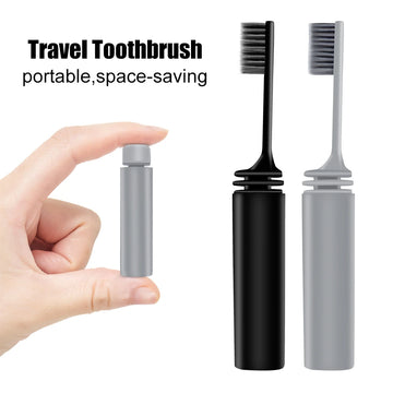 Brosse à dents de voyage pliable — noire ou grise, 1 ou 2