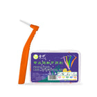 Brossettes interdentaires coudées 1,2 mm, manche orange, boîte de 20 brossettes