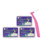 Brossettes interdentaires coudées 0,6 mm, manche rose, boîtes de 60 brossettes
