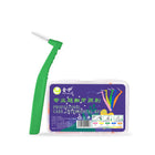 Brossettes interdentaires coudées 0,8 mm, manche verte, boîte de 20 brossettes