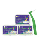 Brossettes interdentaires coudées 0,8 mm, manche verte, boîtes de 60 brossettes