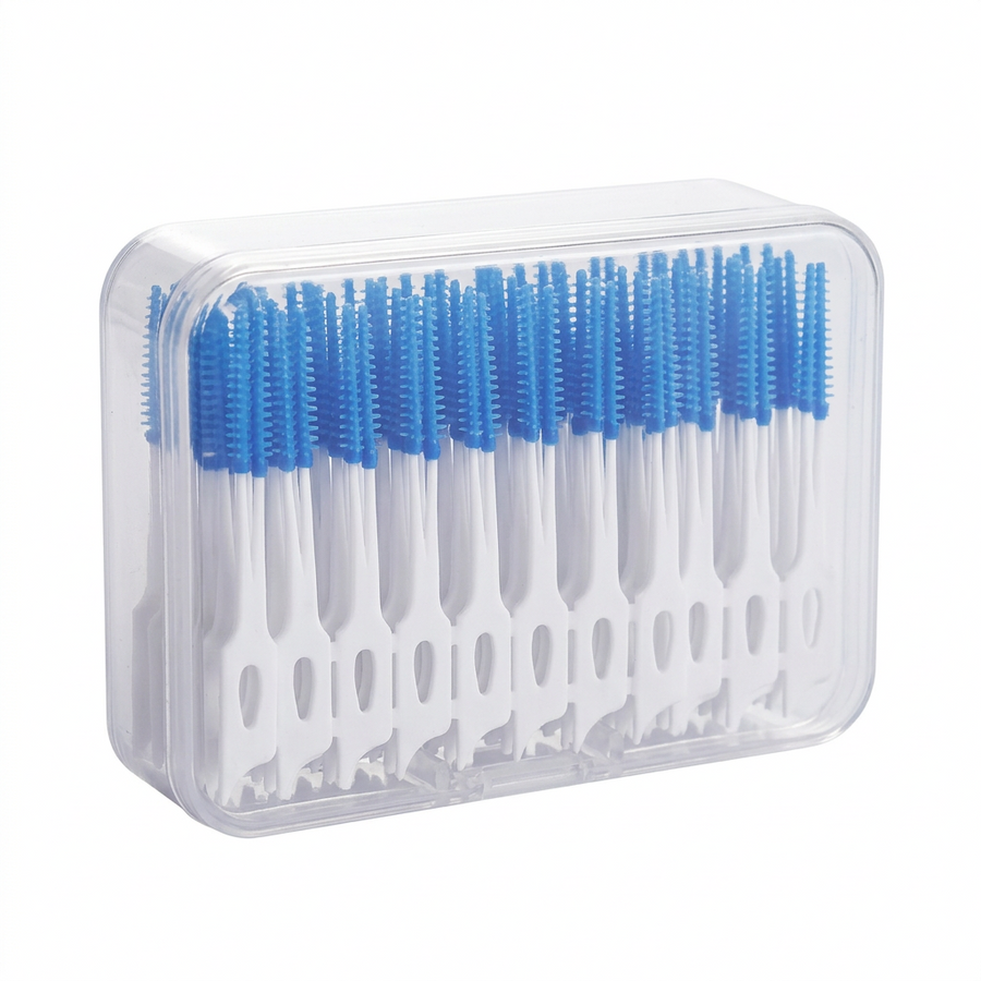 Soft interdental picks — on a white background