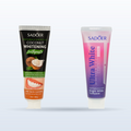 Duo Douceur Sakura ÉclatDent : les 2 dentifrices SADOER du pack alignés sur fond studio clair
