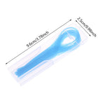 Clear box of 100 blue floss threaders, 9.6 × 2.5 cm