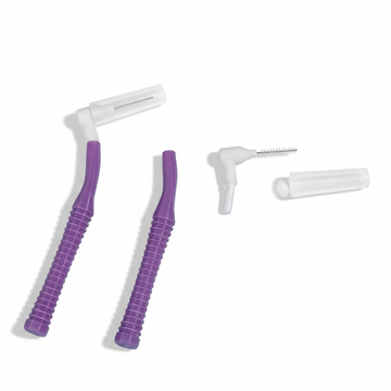 Reusable interdental brush handle — only the head gets replaced