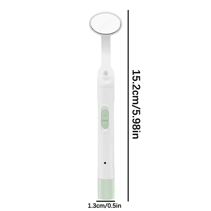 Specchietto dentale LED bianco e verde, 15,2 cm di lunghezza e 1,3 cm di diametro