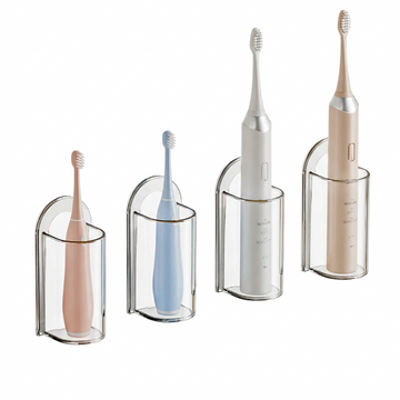 Wall holder for electric toothbrush — upright and dry, no drilling