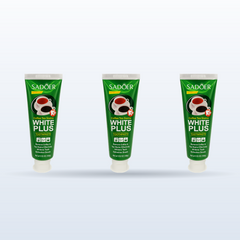 Coffee Trio ÉclatDent: the three SADOER toothpaste tubes lined up on a light studio background