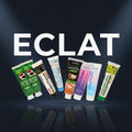 Complete Collection Pack — 8 toothpastes ÉclatDent: the eight tubes floating in front of the word ÉCLAT on a midnight-blue background